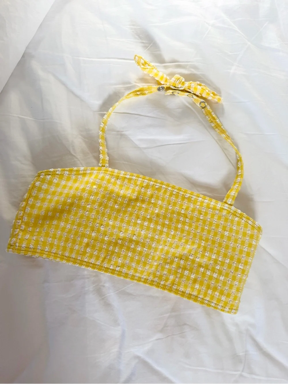 Minnow Girls' Yellow Gingham Halter Bikini - Cute Ruffle Detail